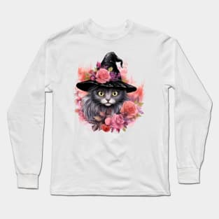 Pink Halloween Cat Long Sleeve T-Shirt